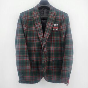 JF J Ferrar Men's Slim Fit Plaid‎ Blazer Jacket Green Red Tartan 38/40 Regular